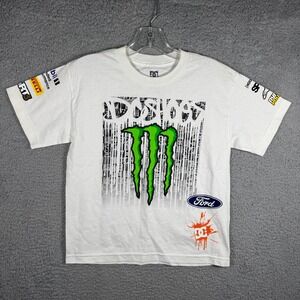 DC Shoes Ken Block 43 Monster Energy Ford Racing T-Shirt Medium White Graphic